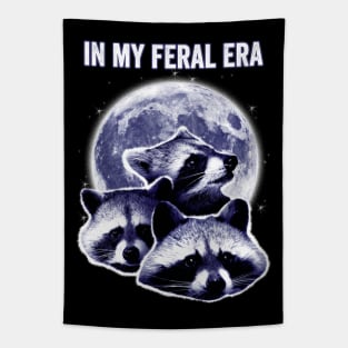 In My Feral Era Raccoons Howling At The Moon Tapestry