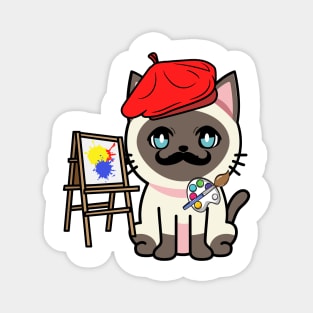 Cute Siamse cat is a painter Magnet