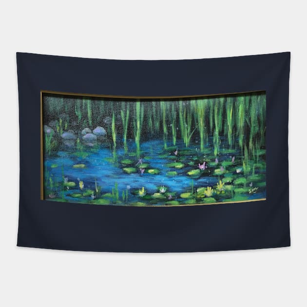 Lilly Pads at Dawn Tapestry by artdesrapides