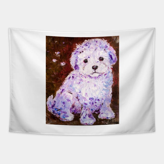 Cute Puppy. Bolognese Tapestry by NataliaShchip