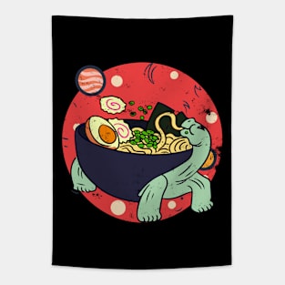 Kawaii Tortoise Eating Ramen Noodles Space Otaku Ramen Bowl Tapestry