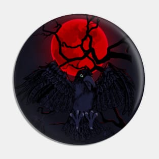 Blood Moon Crow Pin