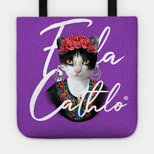 Grape TXW back Cat Frida Cathlo version of - Frida Kahlo Tote