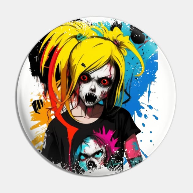 Zombie Teenage Girl Halloween Pin by Distinct Designs NZ
