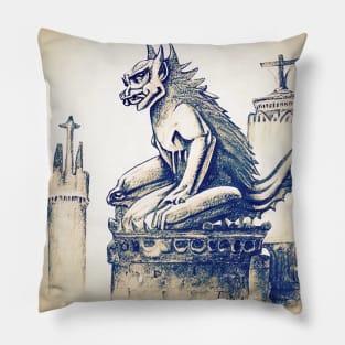 Gargoyle on the tower Pillow