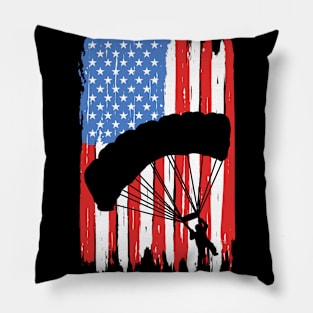 American Flag Parachuting Graphic Pillow