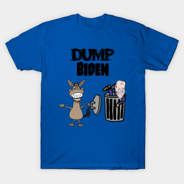 Discover Funny Donkey Dumping Joe Biden in Trash Can Political Cartoon - Anti Joe Biden - T-Shirt