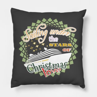 Sailing under the stars of Christmas love - A cruise ship on a Christmas cruise under the stars Pillow