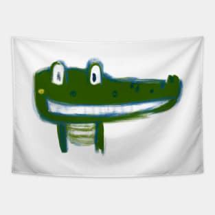 Cute Crocodile Drawing Tapestry