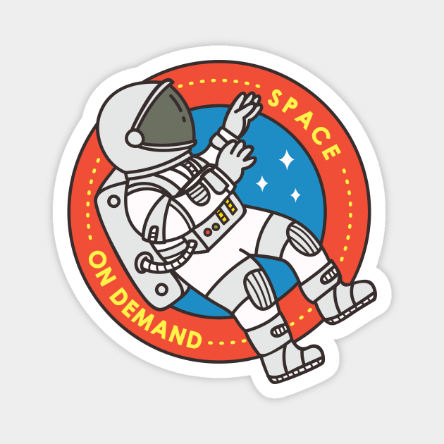 Cute Doodle of Astronaut Floating in Space Magnet by SLAG_Creative