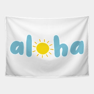 Blue Aloha With Sun Design Tapestry