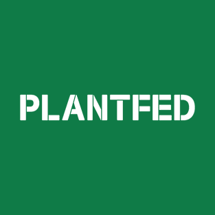 PLANTFED - Vegan Brand White Plain Logo Green Background T-Shirt