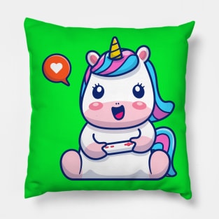 Cute Unicorn Gaming Cartoon Pillow