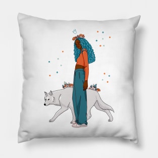 The Girl and the Wolf Pillow