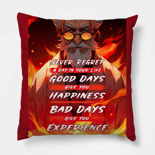 Wise Old Japanese Sensei Motivation Quotes - Anime Wallpaper Pillow