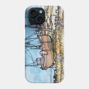 Boats on Dungeness Beach Kent England Phone Case