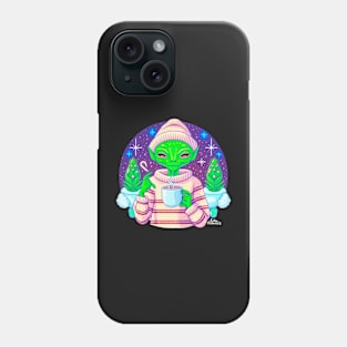 Christmas Funny Alien Drinking Coffee Wearing Sweater Phone Case