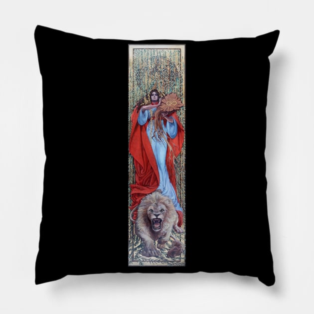 Strength tarot 2 Pillow by RebeccaYanovskaya