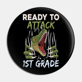Dinosaur Kids Ready To Attack 1St Grade Boys Back To School Pin