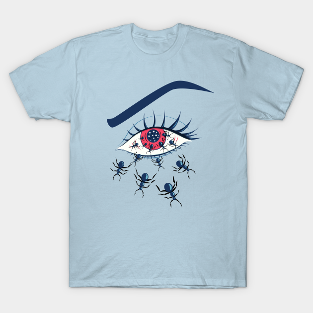 Creepy Red Eye With Ants - Creepy - T-Shirt