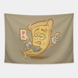 Japanese Vintage Pizza Gamer Saying Chill Tapestry