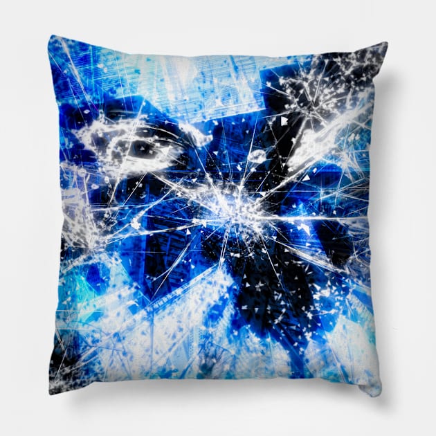 Broken blue by Brian Vegas Pillow by BrianVegas