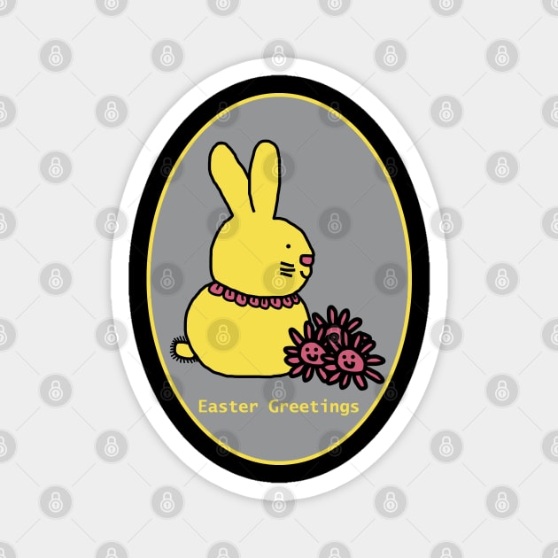 Happy Easter Greetings from the Easter Bunny with Flowers Magnet by ellenhenryart