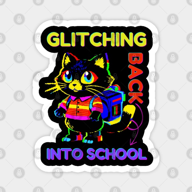 Back To School Glitch Cat Magnet by The WYLD Tribe