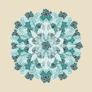 Crystals Succulents Mandala MINT GREEN T-Shirt