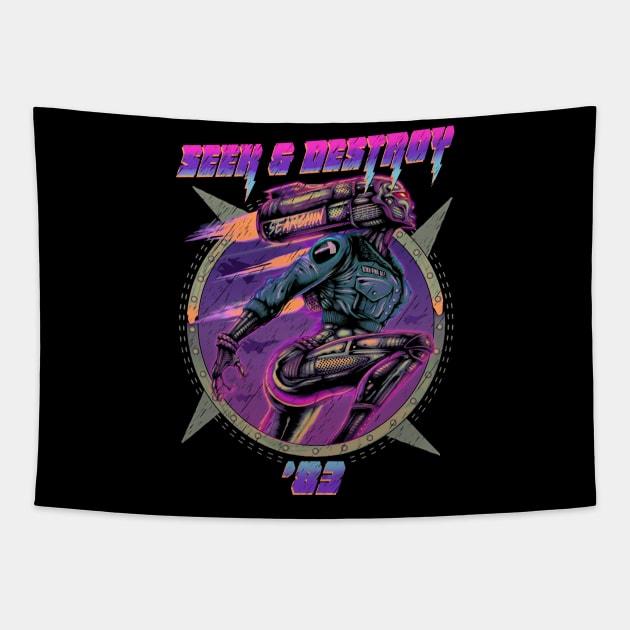 "SEEK & DESTROY " (PURPLE) Tapestry by joeyjamesartworx