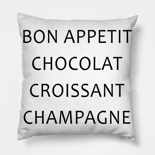 Bon Appetit Chacolat Croissant Champagne Pillow by hothippo