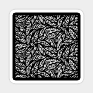 Inverted Black and White Leaves Magnet