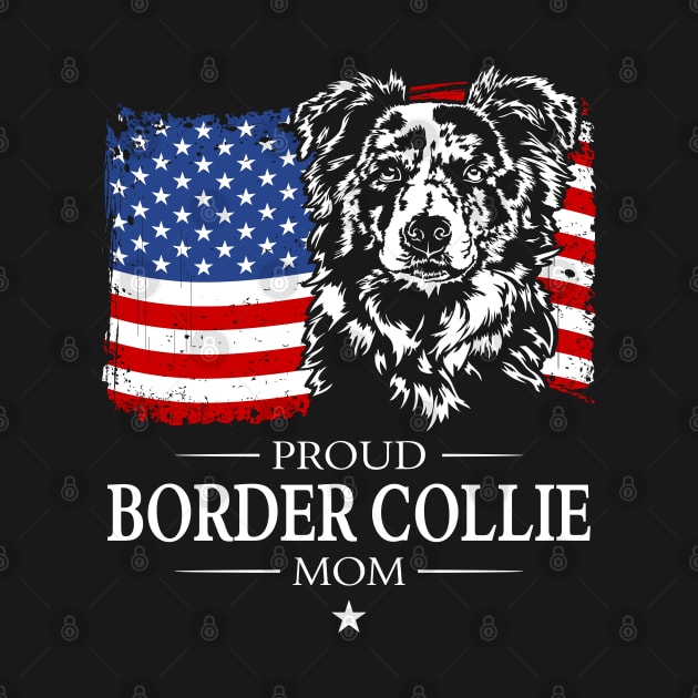 Proud Border Collie Mom American Flag patriotic merle dog by wilsigns