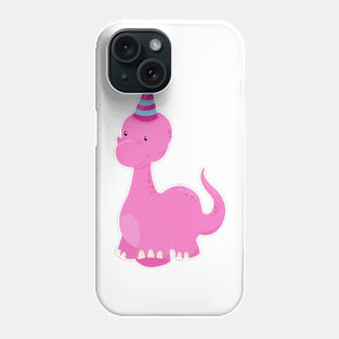 Birthday Dinosaur, Party Dinosaur, Pink Dinosaur Phone Case