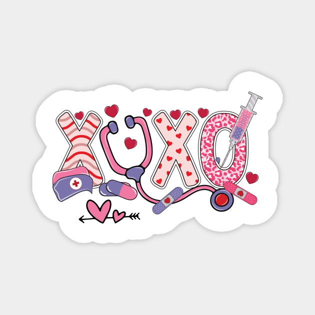 XOXO Nurse Valentines Day Stethoscope Valentine For Nurse Magnet by artbyhintze