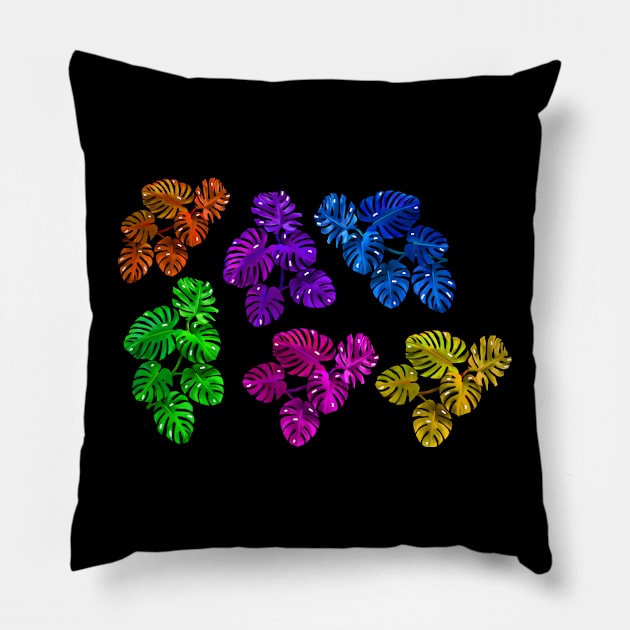 Colourful philodendron Pillow by karenhappuchph@gmail.com