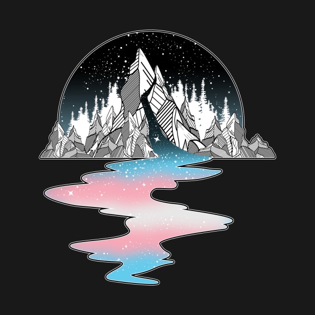 Transgender Flag Mountain River by Psitta