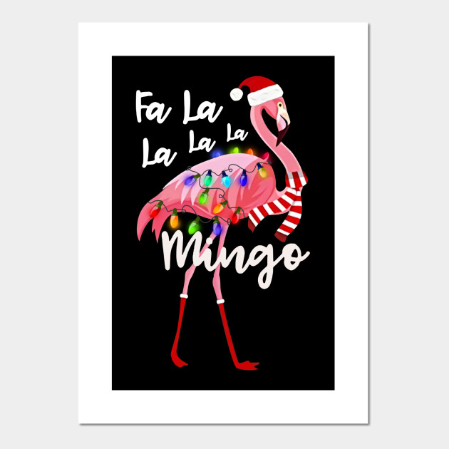 Fa La La La La Mingo Santa Flamingo With Christmas Lights