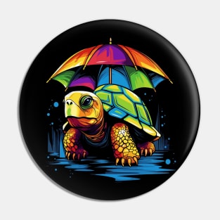 Tortoise Rainy Day With Umbrella Pin