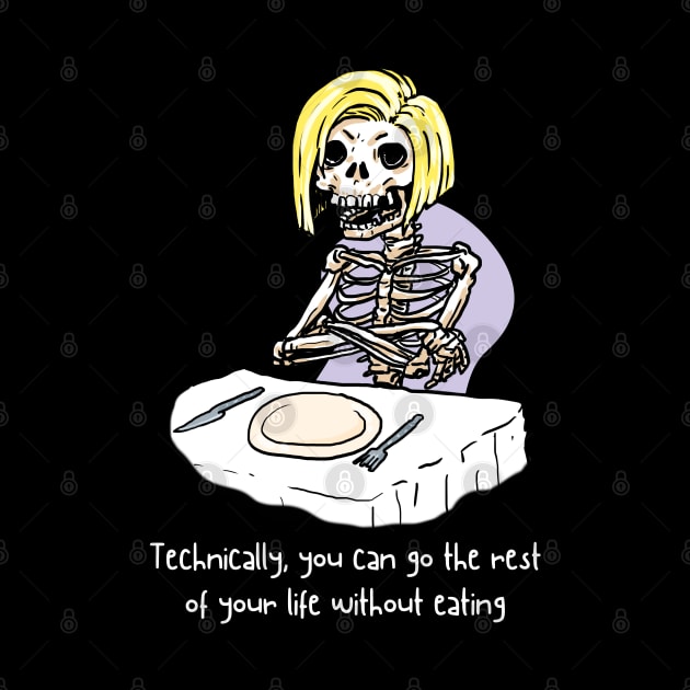 Technically you can go the rest of your life without eating - funny tshirt by Moonwing