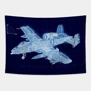 Blueprint Fighter Jet Tapestry