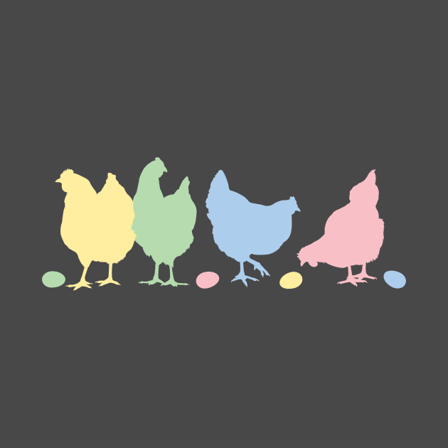 Cute Pastel Easter Egg Flock of Hens for Chicken Lovers by cottoncanvas