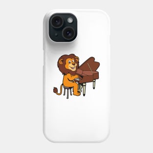 Cartoon lion playing the piano Phone Case