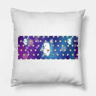 Boba Space Bear with Boba Background Pillow