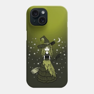 Witch and Crow Green Starry Night Cheeky Witch® Phone Case