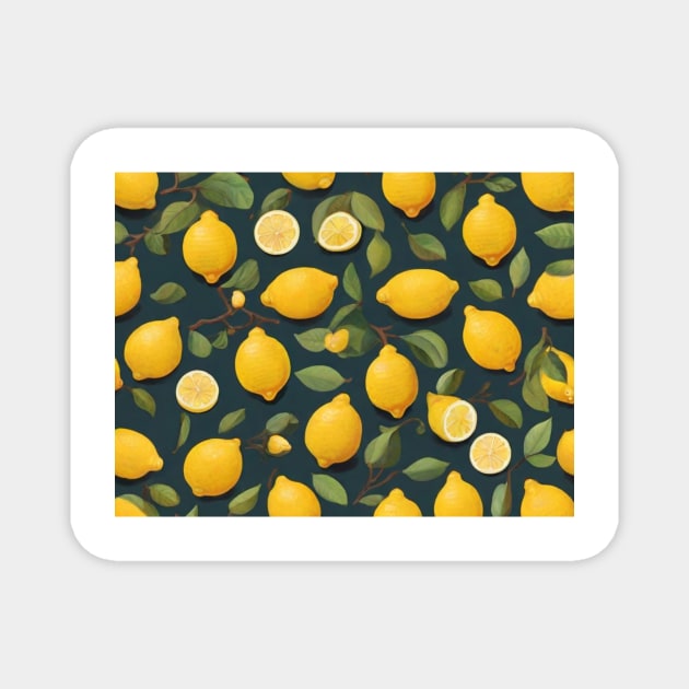 Lemon Pattern Harvest Field Product Vintage Since Magnet by Flowering Away