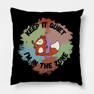 Meditating Fox "Keep it quiet" Pillow