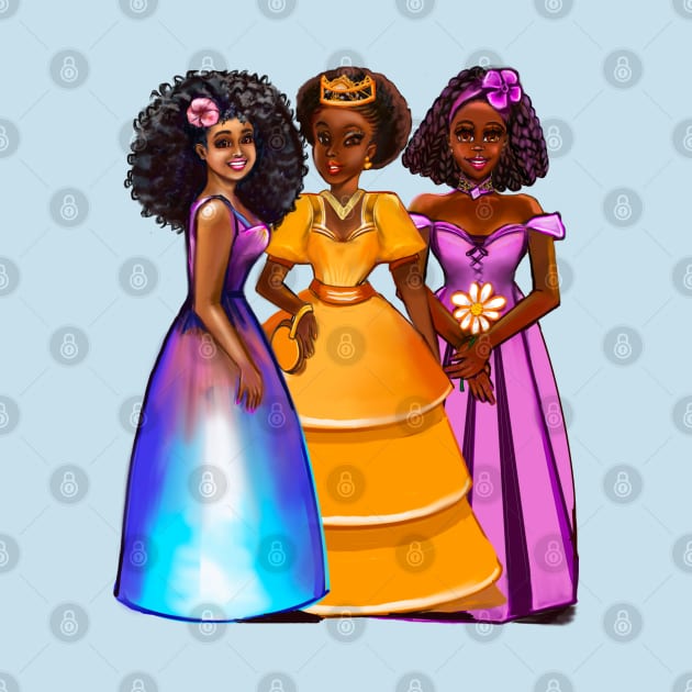 The best Gifts for black girls 2022 Three afro princesses  ! beautiful  black girls with Afro hair, brown eyes and dark brown skin. black princess by Artonmytee