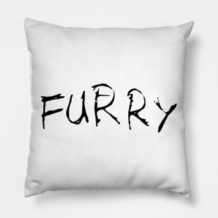 Dark and Gritty Furry Text Pillow