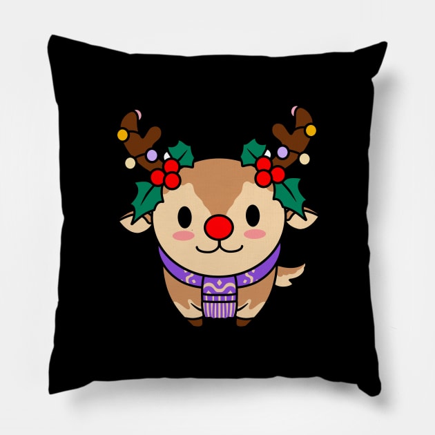 Rudolph Red-Nosed Reindeer Christmas Pillow by TheBeardComic